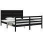 vidaXL Massivholzbett mit Kopfteil Schwarz 160x200 cm vidaXL Massivholzbett mit Kopfteil Schwarz 160x200 cm
