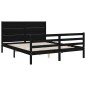 vidaXL Massivholzbett mit Kopfteil Schwarz 160x200 cm vidaXL Massivholzbett mit Kopfteil Schwarz 160x200 cm