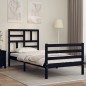 vidaXL Massivholzbett mit Kopfteil Schwarz 90x200 cm vidaXL Massivholzbett mit Kopfteil Schwarz 90x200 cm