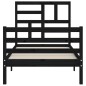 vidaXL Massivholzbett mit Kopfteil Schwarz 90x200 cm vidaXL Massivholzbett mit Kopfteil Schwarz 90x200 cm
