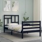 vidaXL Massivholzbett mit Kopfteil Schwarz 90x200 cm vidaXL Massivholzbett mit Kopfteil Schwarz 90x200 cm