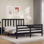 vidaXL Massivholzbett mit Kopfteil Schwarz 160x200 cm vidaXL Massivholzbett mit Kopfteil Schwarz 160x200 cm