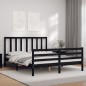 vidaXL Massivholzbett mit Kopfteil Schwarz 160x200 cm vidaXL Massivholzbett mit Kopfteil Schwarz 160x200 cm
