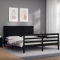 vidaXL Massivholzbett mit Kopfteil Schwarz vidaXL Massivholzbett mit Kopfteil Schwarz