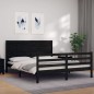 vidaXL Massivholzbett mit Kopfteil Schwarz vidaXL Massivholzbett mit Kopfteil Schwarz