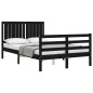 vidaXL Massivholzbett mit Kopfteil Schwarz 120x200 cm vidaXL Massivholzbett mit Kopfteil Schwarz 120x200 cm