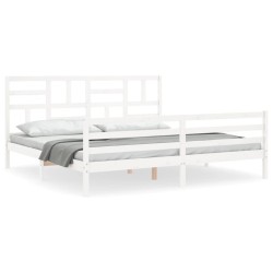 vidaXL Massivholzbett mit Kopfteil Weiß 200x200 cm