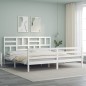 vidaXL Massivholzbett mit Kopfteil Weiß 200x200 cm vidaXL Massivholzbett mit Kopfteil Weiß 200x200 cm
