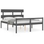 vidaXL Seniorenbett mit Kopfteil Grau Kingsize Massivholz vidaXL Seniorenbett mit Kopfteil Grau Kingsize Massivholz