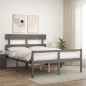 vidaXL Seniorenbett mit Kopfteil Grau Kingsize Massivholz vidaXL Seniorenbett mit Kopfteil Grau Kingsize Massivholz