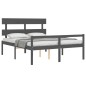 vidaXL Seniorenbett mit Kopfteil Grau Kingsize Massivholz vidaXL Seniorenbett mit Kopfteil Grau Kingsize Massivholz