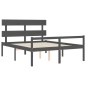 vidaXL Seniorenbett mit Kopfteil Grau Kingsize Massivholz vidaXL Seniorenbett mit Kopfteil Grau Kingsize Massivholz