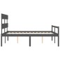 vidaXL Seniorenbett mit Kopfteil Grau Kingsize Massivholz vidaXL Seniorenbett mit Kopfteil Grau Kingsize Massivholz