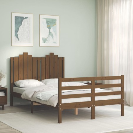 vidaXL Massivholzbett mit Kopfteil Honigbraun 120x200 cm