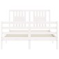 vidaXL Massivholzbett mit Kopfteil Weiß 140x190 cm vidaXL Massivholzbett mit Kopfteil Weiß 140x190 cm