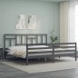 vidaXL Massivholzbett mit Kopfteil Grau 200x200 cm vidaXL Massivholzbett mit Kopfteil Grau 200x200 cm