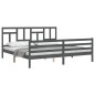 vidaXL Massivholzbett mit Kopfteil Grau 200x200 cm vidaXL Massivholzbett mit Kopfteil Grau 200x200 cm