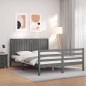 vidaXL Massivholzbett mit Kopfteil Grau vidaXL Massivholzbett mit Kopfteil Grau