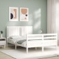 vidaXL Massivholzbett mit Kopfteil Weiß 140x190 cm vidaXL Massivholzbett mit Kopfteil Weiß 140x190 cm