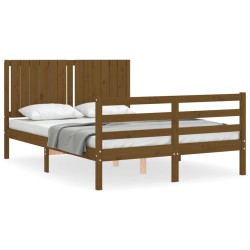 vidaXL Massivholzbett mit Kopfteil Honigbraun 140x200 cm