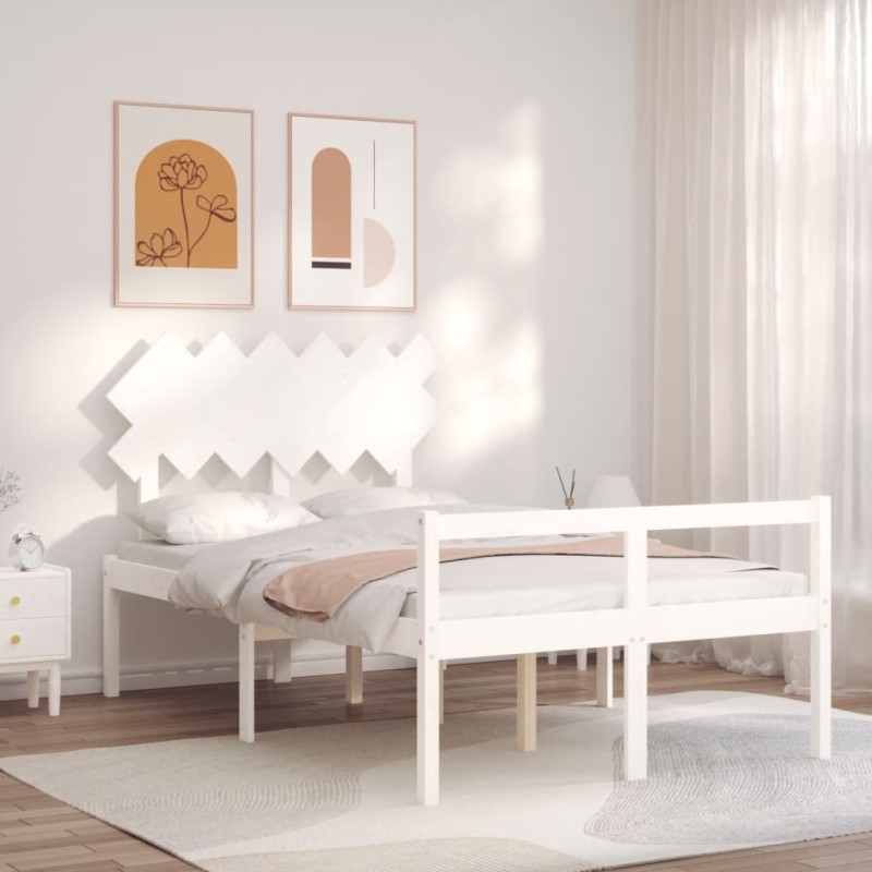 vidaXL Seniorenbett mit Kopfteil 120x200 cm Weiß Massivholz vidaXL Seniorenbett mit Kopfteil 120x200 cm Weiß Massivholz