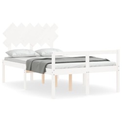 vidaXL Seniorenbett mit Kopfteil 120x200 cm Weiß Massivholz