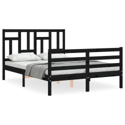 vidaXL Massivholzbett mit Kopfteil Schwarz 140x200 cm