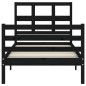 vidaXL Massivholzbett mit Kopfteil Schwarz 90x200 cm vidaXL Massivholzbett mit Kopfteil Schwarz 90x200 cm