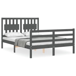 vidaXL Massivholzbett mit Kopfteil Grau 120x200 cm