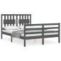 vidaXL Massivholzbett mit Kopfteil Grau 120x200 cm vidaXL Massivholzbett mit Kopfteil Grau 120x200 cm