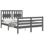 vidaXL Massivholzbett mit Kopfteil Grau 120x200 cm vidaXL Massivholzbett mit Kopfteil Grau 120x200 cm