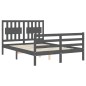 vidaXL Massivholzbett mit Kopfteil Grau 120x200 cm vidaXL Massivholzbett mit Kopfteil Grau 120x200 cm