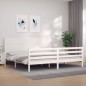 vidaXL Massivholzbett mit Kopfteil Weiß 200x200 cm vidaXL Massivholzbett mit Kopfteil Weiß 200x200 cm
