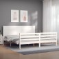 vidaXL Massivholzbett mit Kopfteil Weiß 200x200 cm vidaXL Massivholzbett mit Kopfteil Weiß 200x200 cm
