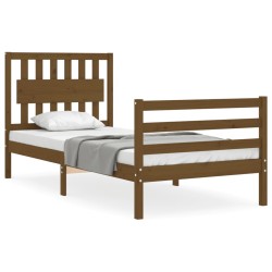 vidaXL Massivholzbett mit Kopfteil Honigbraun 90x200 cm