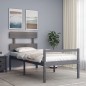 vidaXL Massivholzbett mit Kopfteil Grau 90x200 cm vidaXL Massivholzbett mit Kopfteil Grau 90x200 cm