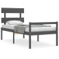 vidaXL Massivholzbett mit Kopfteil Grau 90x200 cm vidaXL Massivholzbett mit Kopfteil Grau 90x200 cm