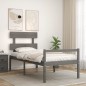 vidaXL Massivholzbett mit Kopfteil Grau 90x200 cm vidaXL Massivholzbett mit Kopfteil Grau 90x200 cm