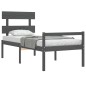 vidaXL Massivholzbett mit Kopfteil Grau 90x200 cm vidaXL Massivholzbett mit Kopfteil Grau 90x200 cm