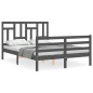 vidaXL Massivholzbett mit Kopfteil Grau 140x200 cm vidaXL Massivholzbett mit Kopfteil Grau 140x200 cm