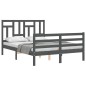 vidaXL Massivholzbett mit Kopfteil Grau 140x200 cm vidaXL Massivholzbett mit Kopfteil Grau 140x200 cm