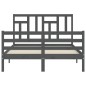 vidaXL Massivholzbett mit Kopfteil Grau 140x200 cm vidaXL Massivholzbett mit Kopfteil Grau 140x200 cm
