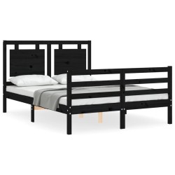vidaXL Massivholzbett mit Kopfteil Schwarz 140x190 cm