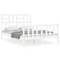 vidaXL Massivholzbett mit Kopfteil Weiß 140x190 cm vidaXL Massivholzbett mit Kopfteil Weiß 140x190 cm