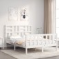 vidaXL Massivholzbett mit Kopfteil Weiß 140x190 cm vidaXL Massivholzbett mit Kopfteil Weiß 140x190 cm