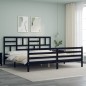 vidaXL Massivholzbett mit Kopfteil Schwarz 200x200 cm vidaXL Massivholzbett mit Kopfteil Schwarz 200x200 cm