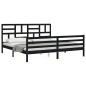 vidaXL Massivholzbett mit Kopfteil Schwarz 200x200 cm vidaXL Massivholzbett mit Kopfteil Schwarz 200x200 cm