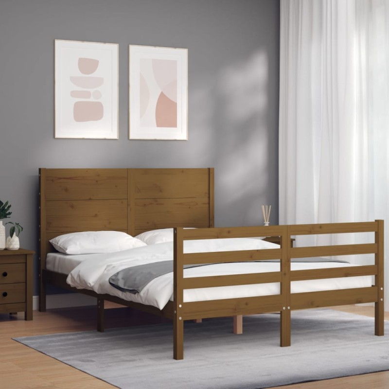 vidaXL Massivholzbett mit Kopfteil Honigbraun 120x200 cm vidaXL Massivholzbett mit Kopfteil Honigbraun 120x200 cm