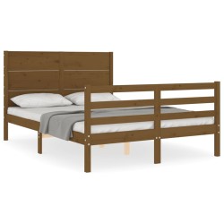 vidaXL Massivholzbett mit Kopfteil Honigbraun 120x200 cm