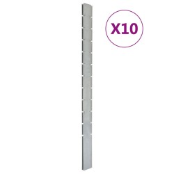 vidaXL Zaunpfosten 10 Stk. Silbern 280 cm Verzinkter Stahl